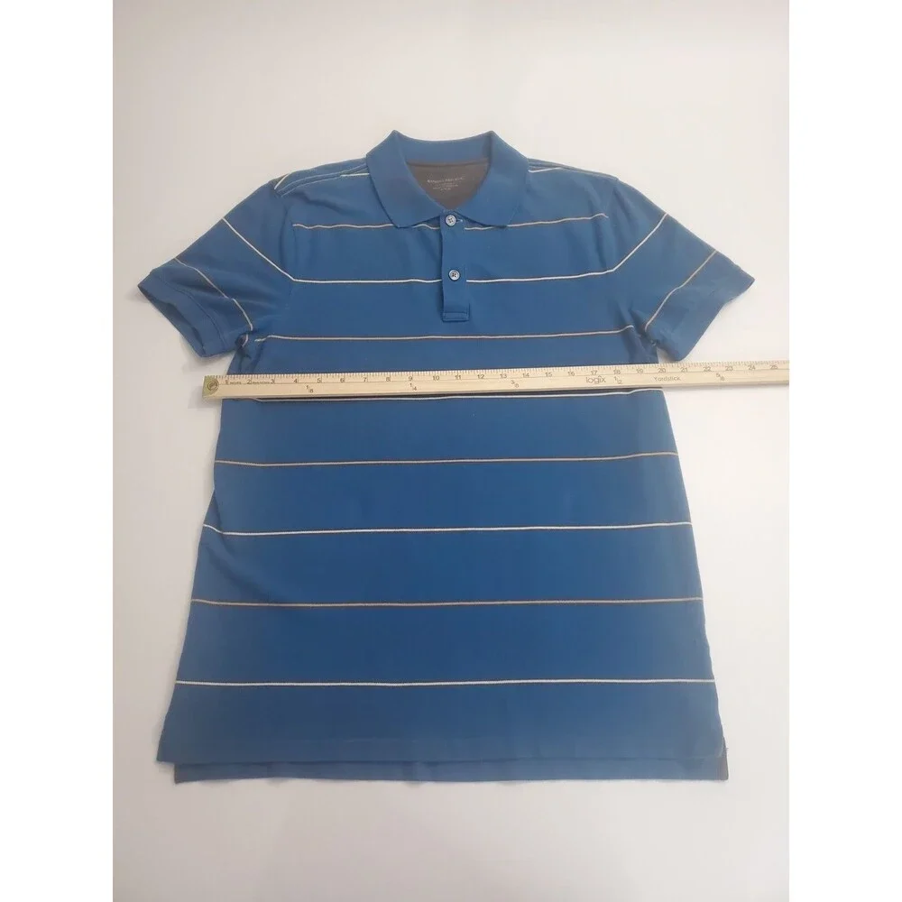 Banana Republic Men's Short Sleeve Fitted Polo Striped Shirt, Medium